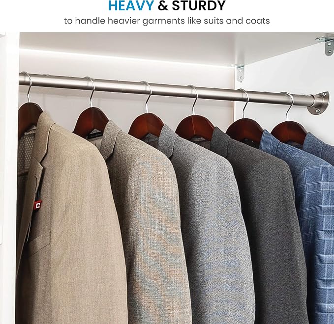 ZOBER 6 Pack High-Grade Wooden Suit Hangers for Men, Wide Shoulder Hangers with Non Slip Pants Bar, Smooth Finish, Holds Upto 20lbs, 360° Swivel Hook, Jacket Hanger, Heavy Duty Wide Hanger for Closet