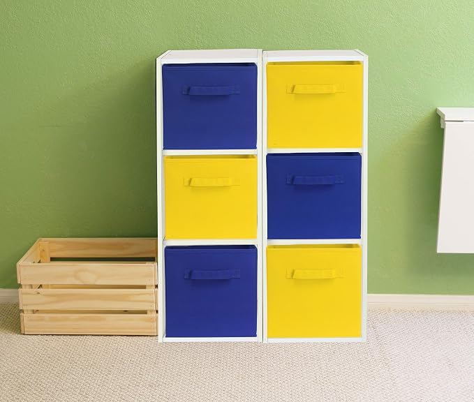 Simple Houseware Foldable Cube Storage Bins, 11-Inch Yellow, 6-Pack Fabric Cubes Organizer for Closet or Shelves