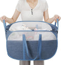 MOOMASS Pop-Up Laundry Basket，collapsible Mesh Laundry Hamper– With Extended Shoulder Straps, Sturdy Handles, and Premium Cationic Fabric (blue)…