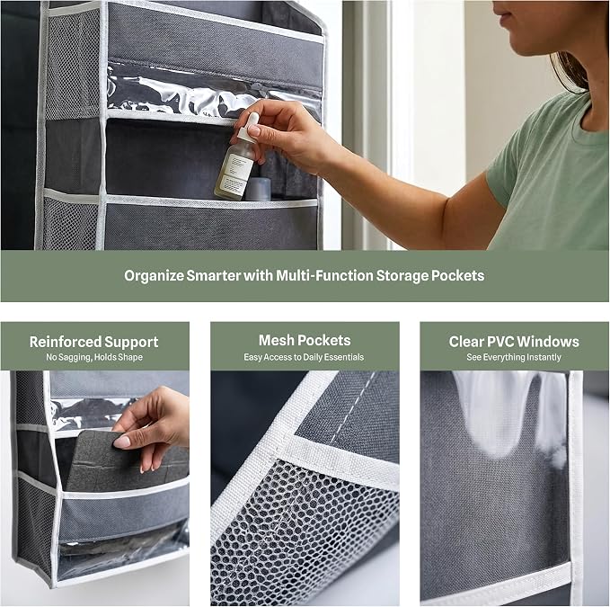 Utopia Home 6 Shelves Hanging Closet Organizer, Dark Grey, Pack of 1 | Storage Organizer for Closet, RV Baby Kids Closet Door, Over The Door, Nursery & Bedroom