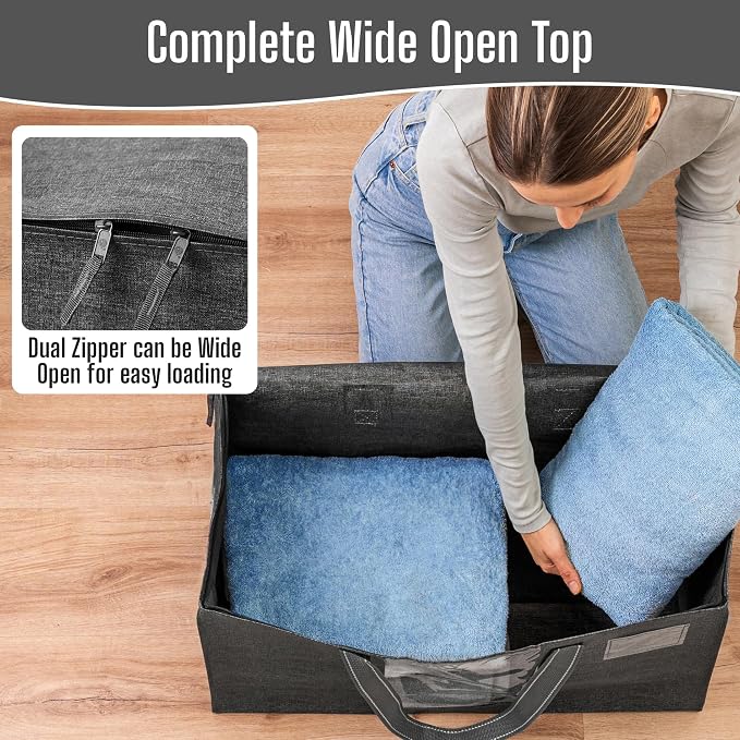 VENO 4 Pack Heavy Duty Moving Bags, Clothes and Comforter Storage Bags with Clear Window, College Dorm Essentials Packing Supplies, Foldable Boxes Alternative (Gray, 4 Pack)