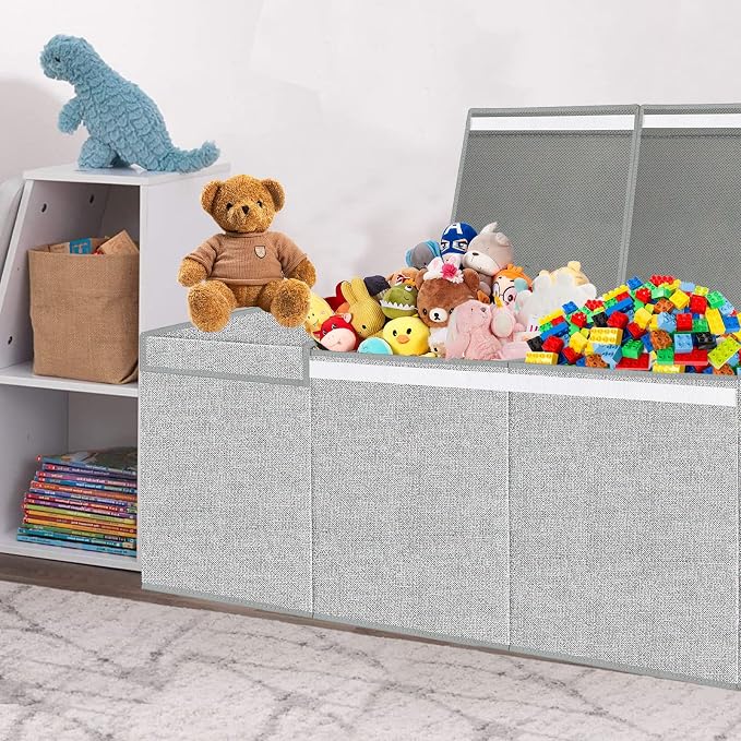 Pantryily Extra Large Toy Box for Girls Boys - Collapsible Kids Toy Chest Boxes Organizers and Storage for Livingroom,Playroom,Closet 35.8"x12.6"x16"(Grey)
