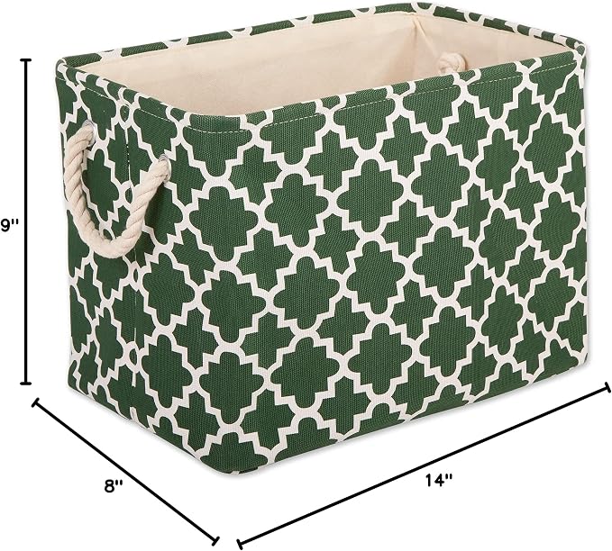 DII Polyester Container with Handles, Lattice Storage Bin, Small, Hunter Green
