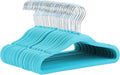Amazon Basics Kids Space Saving Velvet Non-Slip Clothes Hangers with Shoulder Notches for Infant and Toddler, 11.6", Blue, 50-Pack