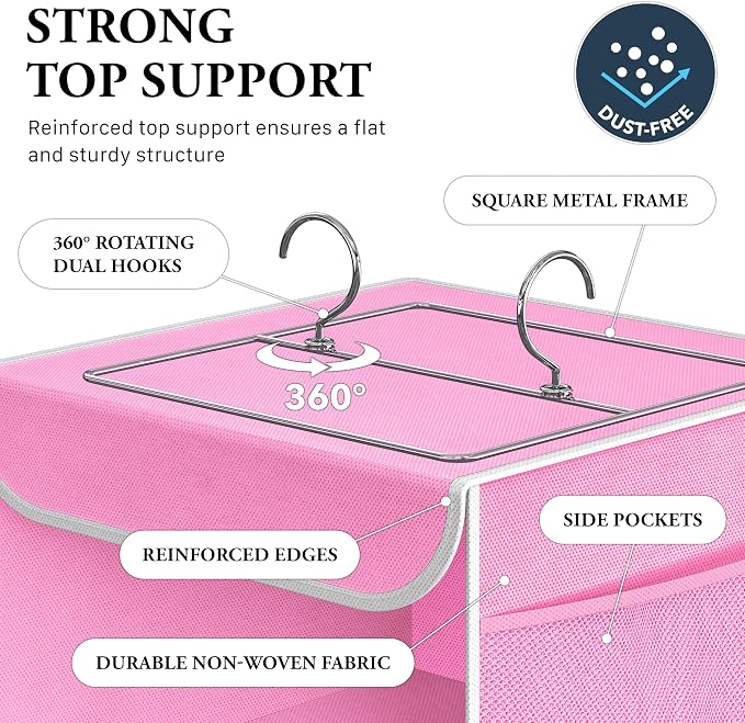 Simple Houseware 6 Shelf Hanging Closet Organizer, Pink
