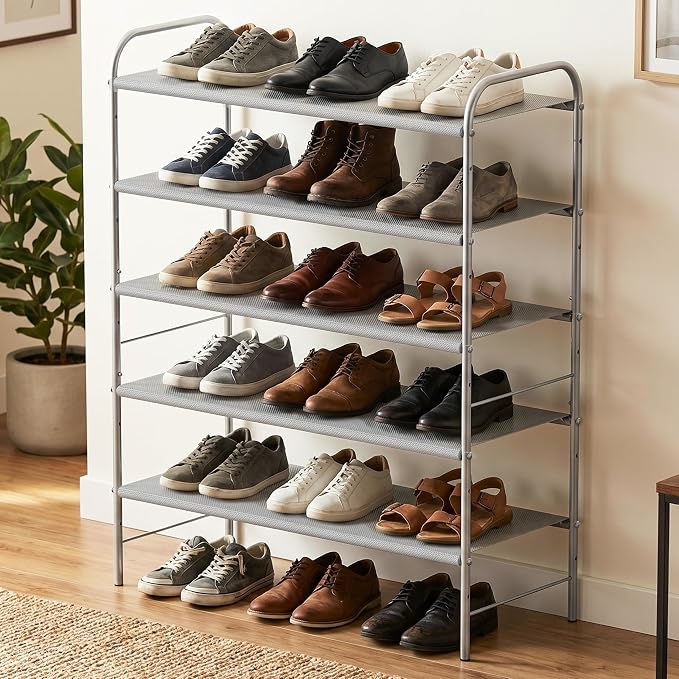Simple Houseware 5-Tier Shoe Rack Storage Organizer, Grey