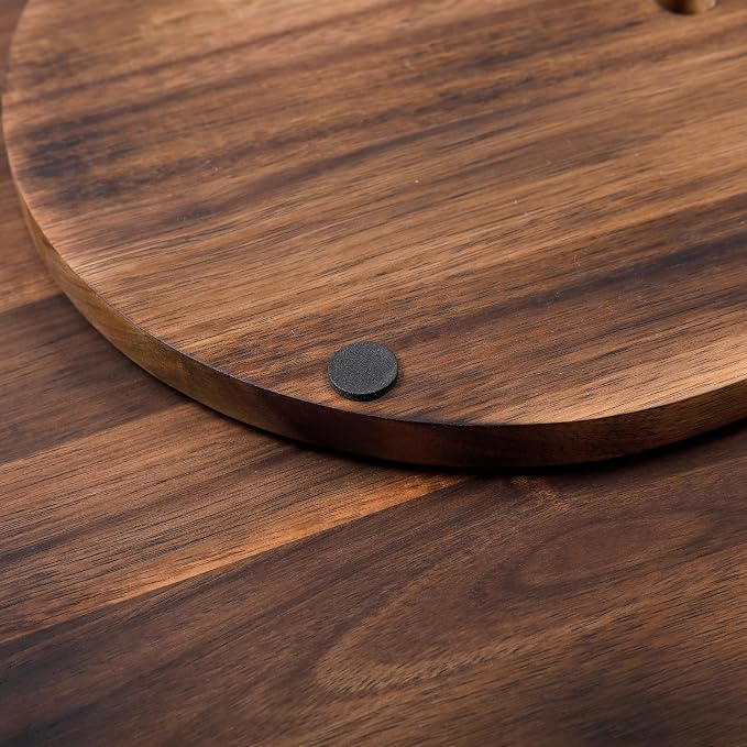 BIRDROCK HOME 18" Chalkboard Lazy Susan | Food Labels | Table Top Turntable | Cabinet or Pantry Organizer | Decorative Spice Rack Medicine Cleaning Spinning Table | Wood - Large