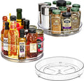 Sorbus 9 Inch Clear Lazy Susan Organizer Set, 2 Flat Turntable Organizer for Spice Organization for Cabinet, 1 Tall Lazy Susan for Kitchen, Home, Office, Closet, Classroom, Laundry Room Organization
