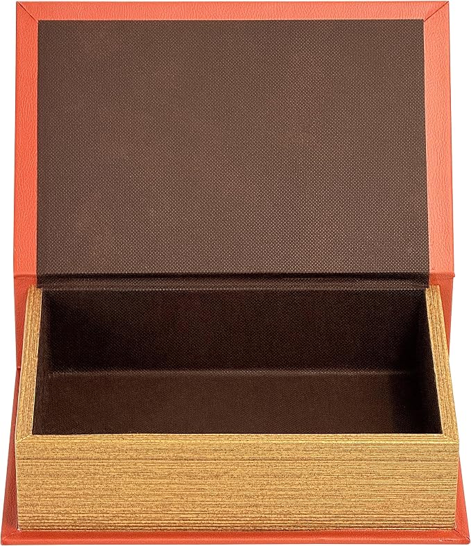 PACOLO Decorative Book Boxes, Faux Wood cover Storage for Hidden Jewelry, Money, and Cash (LORANGERLE)