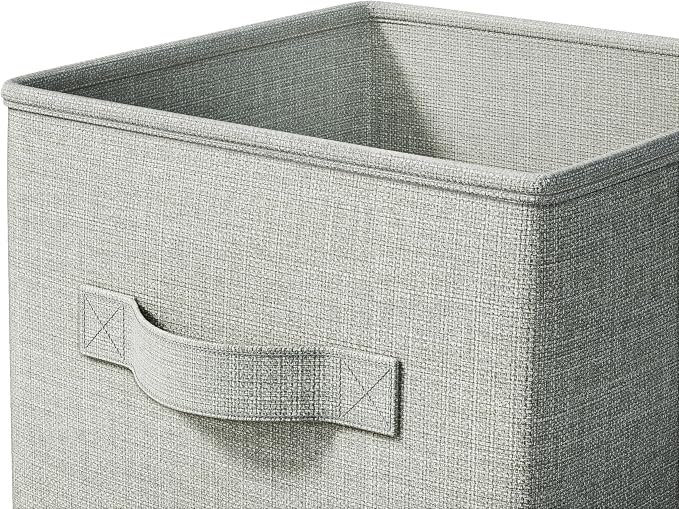 LayerSpace 4 Pack Foldable Fabric Closet Storage Bins, 11Inch Organizer Cubes with Handles, Linen Storage Boxes for Clothes, Toys, Books and Home Organization,Gray
