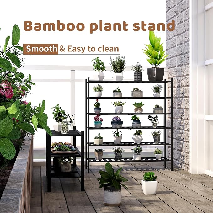 Bamboo Shoe Rack Stackable Shoe Shelf Storage Organizer for Unit Entryway Hallway and Closet Sturdy Freestanding Shoe Shelf(3L Tier Black)