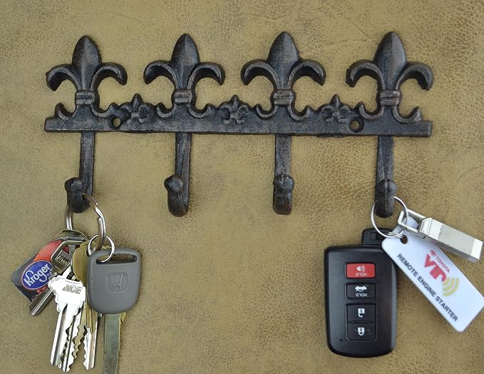 Lulu Decor, Cast Iron Fleur De Lis Key Hook Decorative Wall Hooks Antique cast Iron Hook Vintage Hook Key Holder Key Hook Hanger Wall Mount