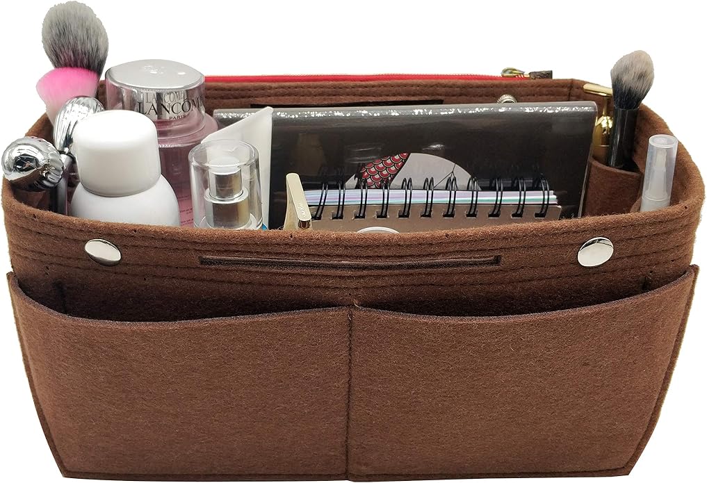 LEXSION Felt Purse Organizer Insert Multi Pocket Bag Organizer Shaper | zipper bag, tote shaper, multi pocket bag, handbag shaper, various sizes