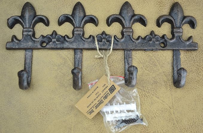 Lulu Decor, Cast Iron Fleur De Lis Key Hook Decorative Wall Hooks Antique cast Iron Hook Vintage Hook Key Holder Key Hook Hanger Wall Mount