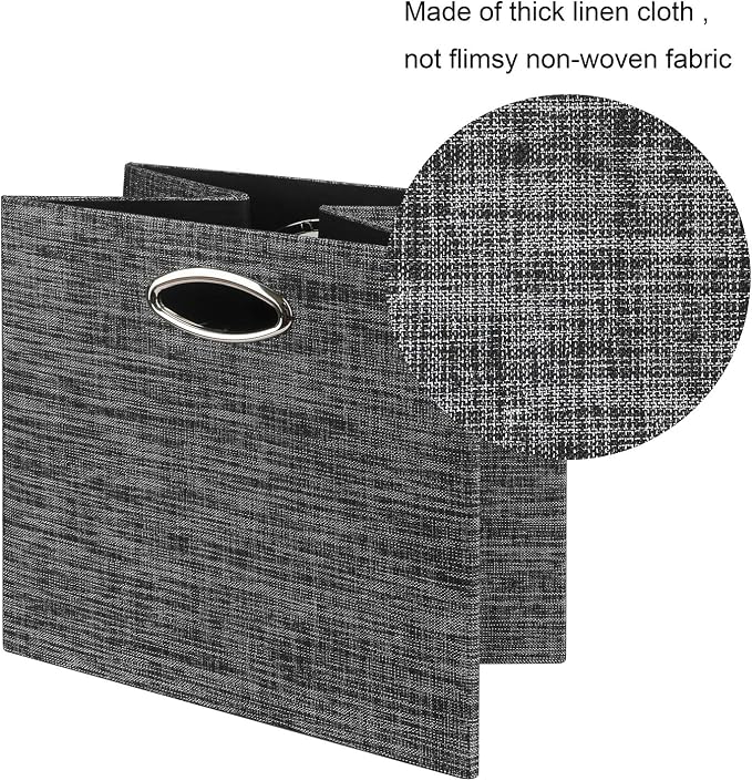 Posprica Storage Cubes,12×12 Storage Bins,Foldable Storage Baskets Fabric Drawers Containers for Shelf Cabinet Bookcase,Thick and Heavy Duty (4pcs, black)