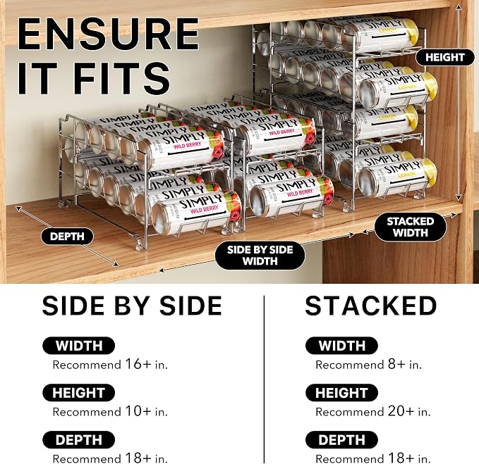 Simple Houseware 2PK Front Loading Tall Skinny Can Dispenser, Chrome