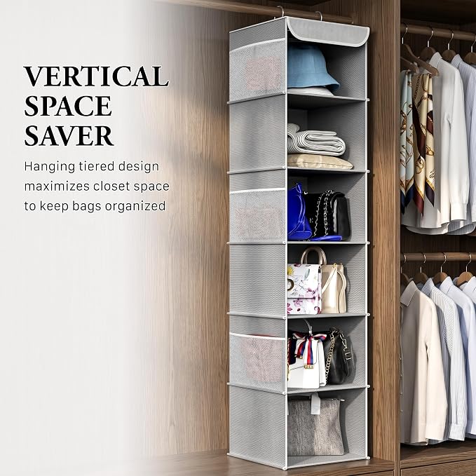 Simple Houseware 6 Shelf Hanging Closet Organizer, Gray