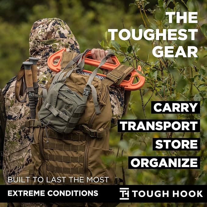 Tough Hanger XL - A Beast of a Hook – USA Made ABS Resin, X-Large | Police Gear, Scuba Gear & Dive BCD – 180-lb Cap Wetsuit DuraResin with Built in Carry Handle, The Indestructible Hanger, 1 Tan