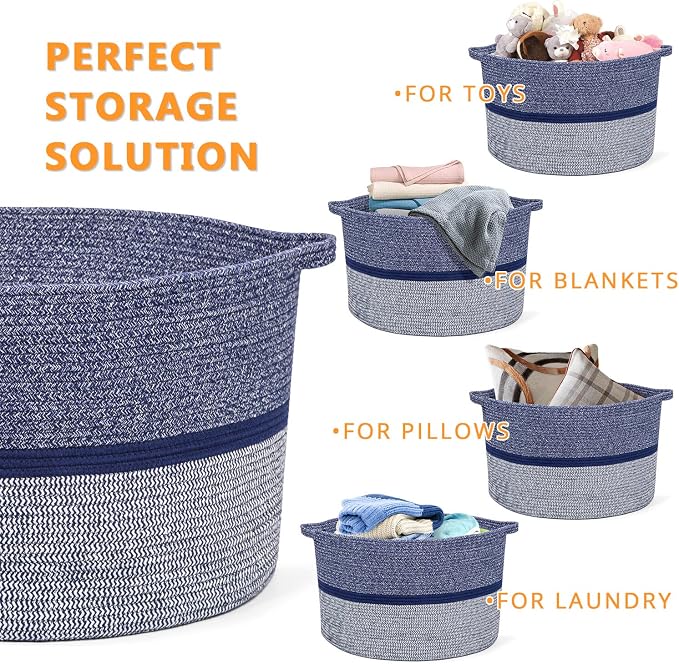 R RUNKA Extra Large Storage Basket - Soft Woven Organizer, 22" x 14"