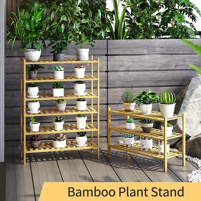 6-Tier Bamboo Shoe Rack for Entryway, Stackable | Heavy Duty | Multi-Function, Free Standing Shoe Racks for Bedroom Hallway Closet