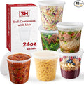 24oz Deli Containers with Lids (48 Set/96 Pcs) Food Storage Containers, Freezer Microwave Safe, BPA-Free Plastic, Stackable Snack Airtight Soup Leakproof Leftover Organizers & To-Go