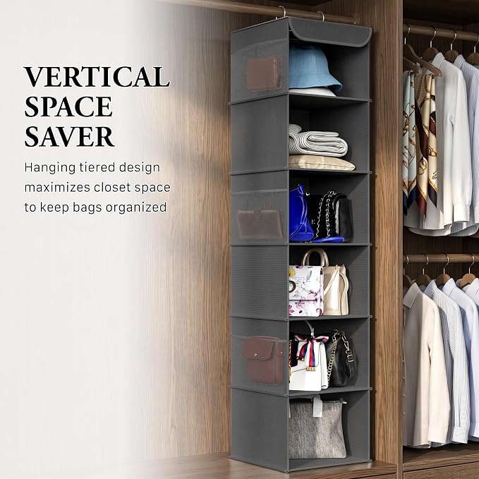 Simple Houseware 6 Shelf Hanging Closet Organizer, Dark Gray