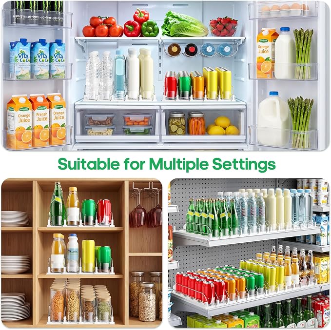 Drink Organizer for Fridge, Automatic Drink Dispenser for Fridge, 12-20oz Soda Can Dispenser for Refrigerator, Soda Can Organizer for Pantry Holds up to 25 Cans, 5 Row