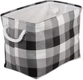 DII Buffalo Check Storage Collection Collapsible Bin with Handles, Medium Rectangle, 16x10x12, Tri Color Black