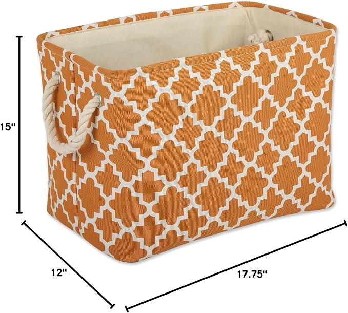 DII Polyester Container with Handles, Lattice Storage Bin, Large, Pumpkin Spice