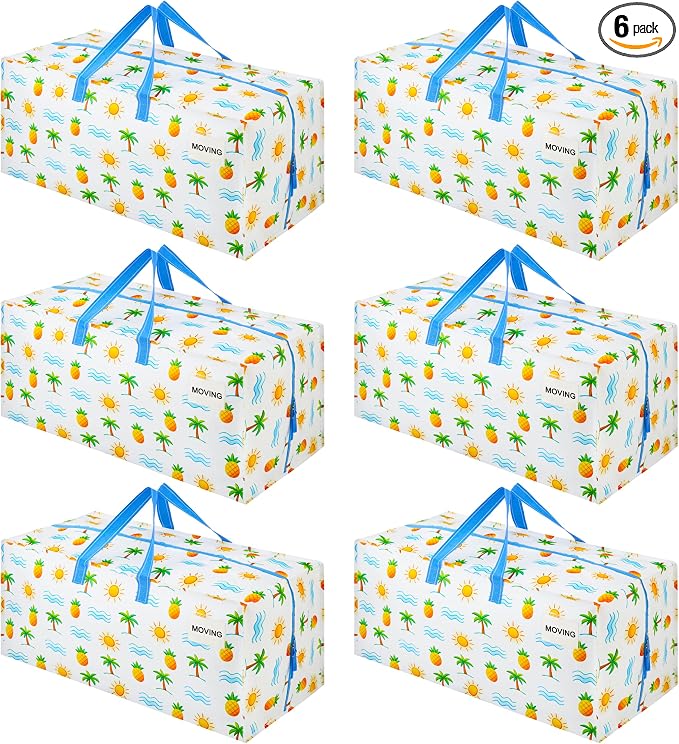 VENO 6 Pack Heavy Duty Moving Bags with Backpack Straps, Zippers & Handles, Extra Large Packing Bags for College Dorm Essentials, Moving Supplies Alternative to Cardboard Moving Boxes