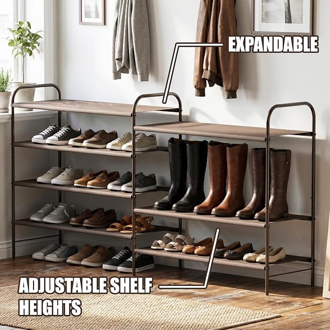 Simple Houseware 4-Tier Shoe Rack Storage Organizer, Bronze