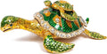 QIFU Hand Painted Sea Turtle Tortoise Decorative Hinged Enamel Trinket Box Unique Gift for Family