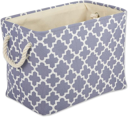 DII Polyester Container with Handles, Lattice Storage Bin, Medium, Stonewash Blue