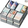 Drawer Organizer Clothes Set of 12 Grey - Dresser Organizer For Nursery, Bedroom, Closet - The Perfect Baby Clothes Organizer and Storage & General Nursery Organization or Dresser Drawer Organizers