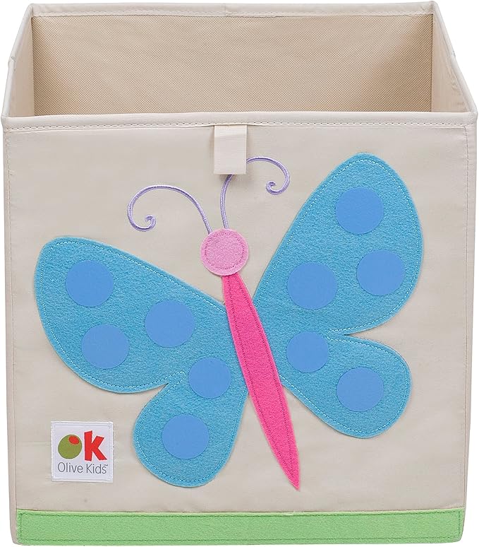 Wildkin Kids 13" Storage Cube – Durable Organizer for Toys, Books, & Art Supplies - Butterflies