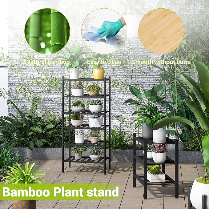 BMOSU 3-Tier Bamboo Small Shoe Rack Premium Stackable Shoe Shelf Storage Organizer for Hallway Closet Living Room Entryway Organizer (Black Bamboo)