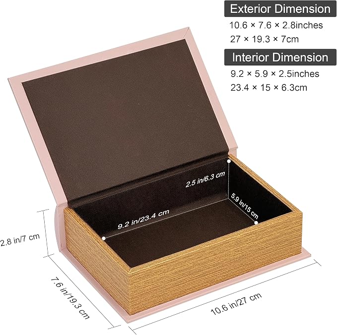 PACOLO Decorative Book Boxes, Faux Wood cover Storage for Hidden Jewelry, Money, and Cash (I LOVE YOU)