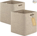 OIAHOMY Storage Cubes, 11 Inch Cube Organizer, Collapsible Storage Bins, Baskets for Organizing, Bins for Shelves-Brown, 2-PACK