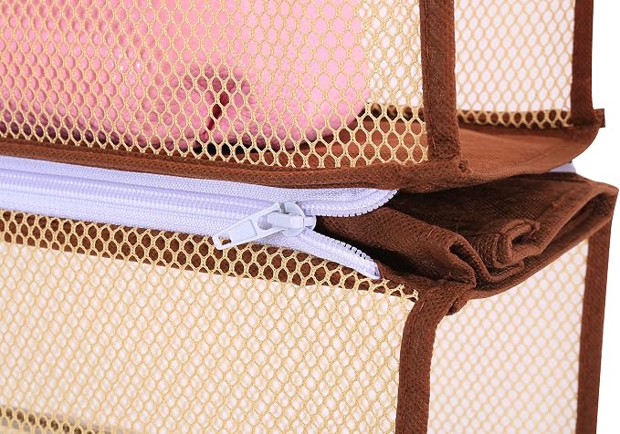 Detachable 4 Compartment Pouch Hanging Handbag Organizer Clear Purse Bag Storage Holder Wardrobe Closet Space Saving Organizers System for Living Room Bedroom(Pack of 2 Brown)