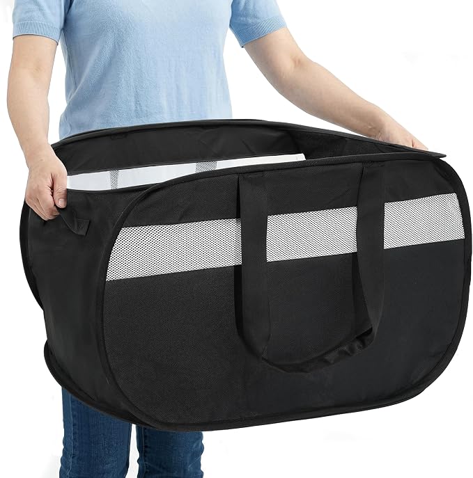 100L Collapsible Laundry Baskets, Foldable Dual Handle Laundry Hamper Black | Lightweight, Easy to Carry, Up and Downstairs, Tear-Proof, Space-saving, for Laundry Room, Bedroom, Bathroom, Travel, Dorm