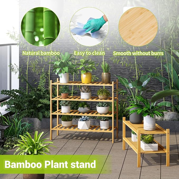 BMOSU 4-Tier Bamboo Shoe Rack Premium Stackable Shoe Shelf Storage Organizer for Hallway Closet Living Room Entryway Organizer (Natural Bamboo)