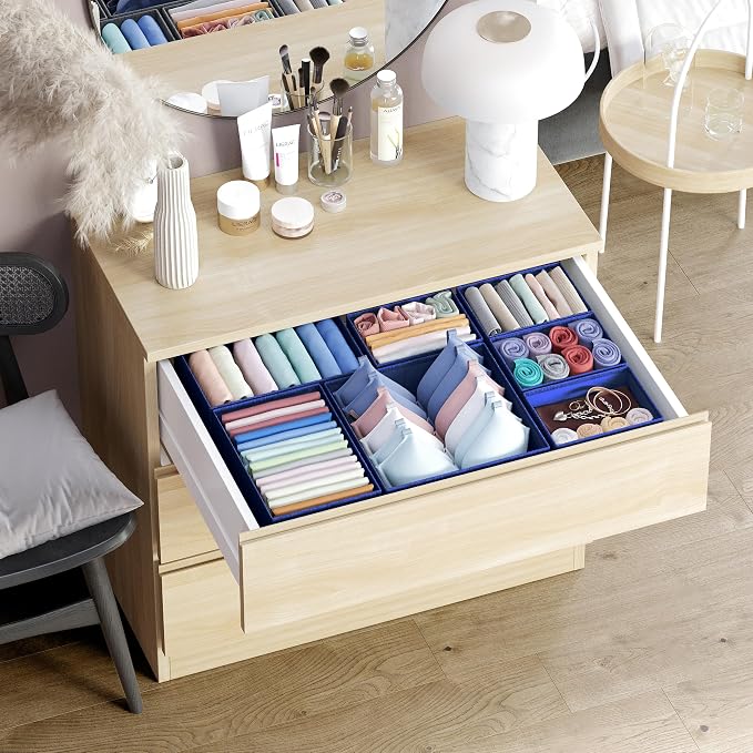 Drawer Organizer Set of 12 - Navy Dresser Organizer for Nursery, Bedroom & Closet