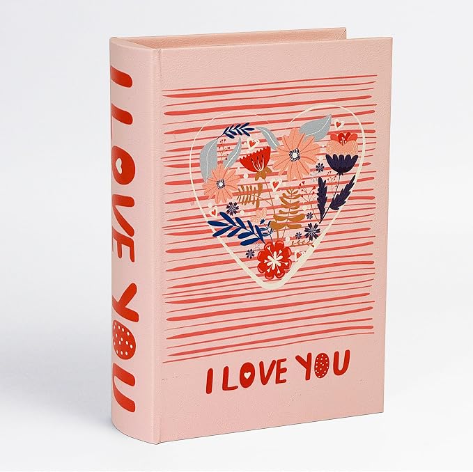 PACOLO Decorative Book Boxes, Faux Wood cover Storage for Hidden Jewelry, Money, and Cash (I LOVE YOU)