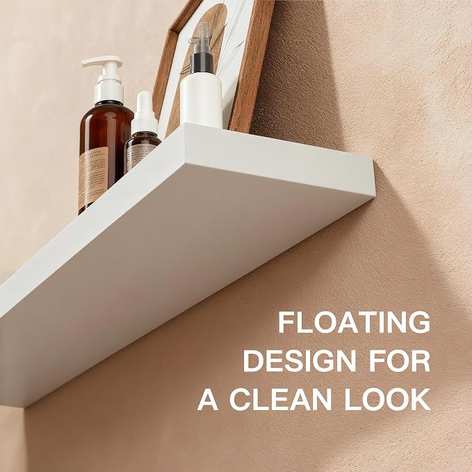 Floating Shelves for Wall(Set of 2)-36 Inch White Wood Wall Shelf with Invisible Brackets for Bathroom,Bedroom,Drawingroom,Kitchen for Decor(2pcs,White)