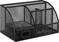 Amazon Basics Mesh Pen Holder and Desktop Desk Organizer, Office Caddy Storage for Writing Utensils, 9.1 x 5.9 x 5.5 inches, Black
