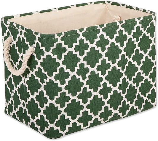 DII Polyester Container with Handles, Lattice Storage Bin, Small, Hunter Green
