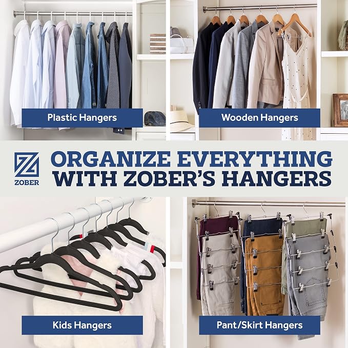 ZOBER Turquoise Velvet Hangers 50 Pack - Clothes Hangers, Coat Hanger for Pants & Dress Clothes - Non Slip w/ 360 Degree Swivel, Holds up to 10 lbs - Strong Felt Hanger for Clothing