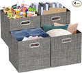 Posprica Storage Basket Bins,13×13 Foldable Storage Boxes Containers for Closet Organizer Shelf Cabinet Bookcase,Thick Fabric Drawer with Shimmer,4pcs,Brown