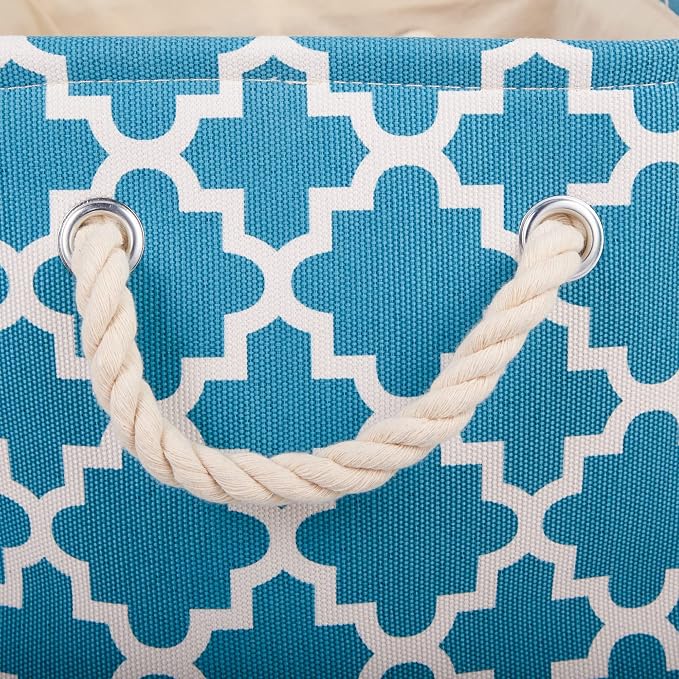 DII Polyester Container with Handles, Lattice Storage Bin, Small, Storm Blue