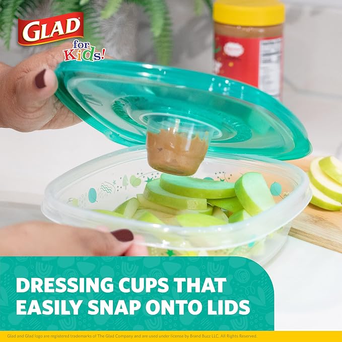 Glad for Kids GladWare Back to School Food Storage Containers with Lids, BPA Free Plastic Variety Pack Rainbow Patterns for Kids Lunches and Snacks, Microwave Freezer Dishwasher Safe, 26 Piece Set